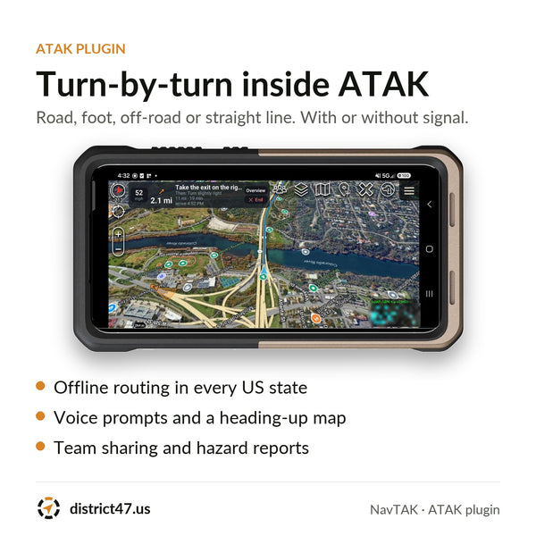 Turn-by-turn inside ATAK, with or without signal