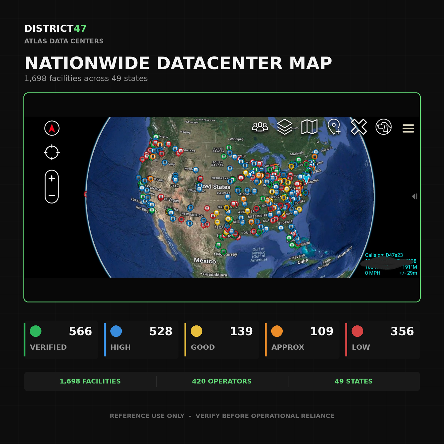 ATLAS Data Centers — 1,698 U.S. Facilities | Reliability-Graded KMZ for ATAK, TAK Aware & Google Earth