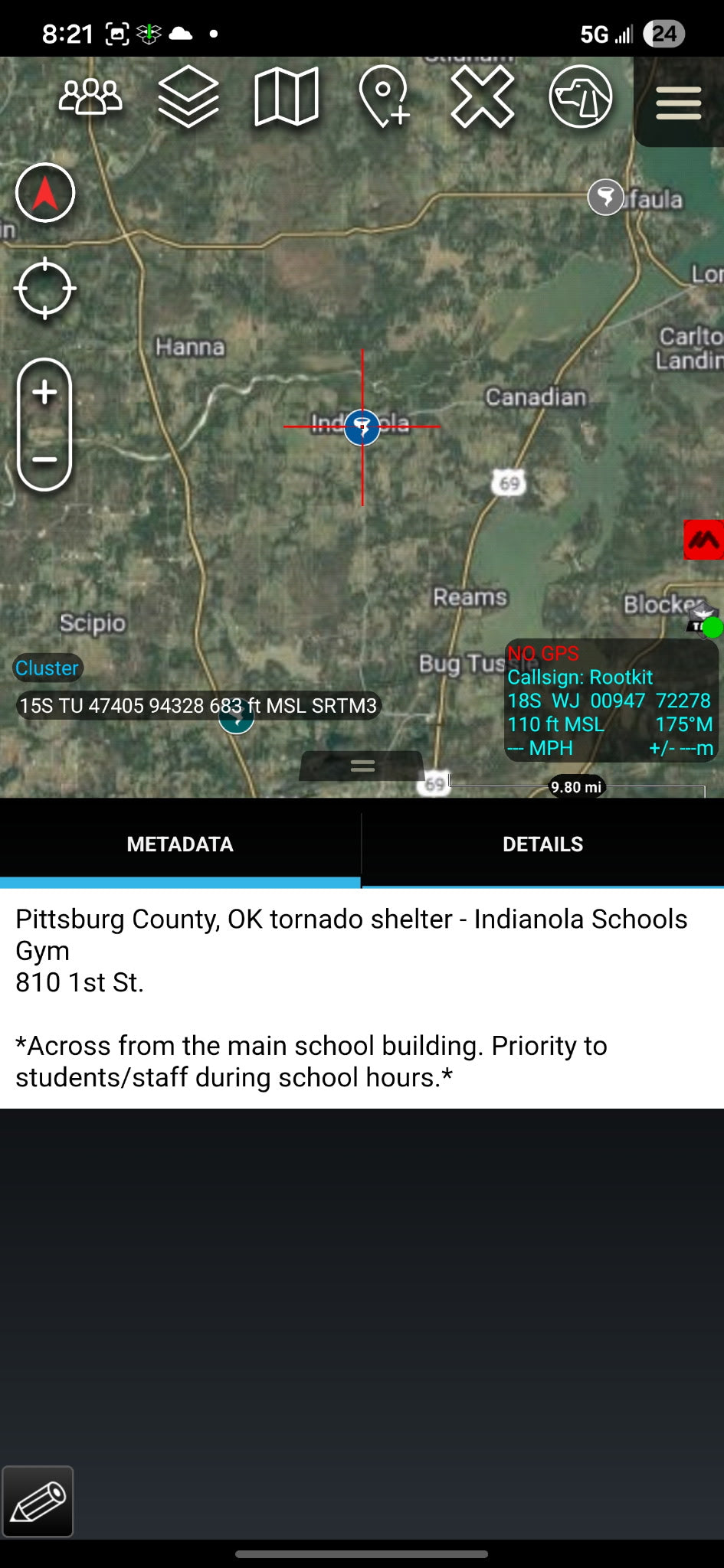 FREE ATAK/TAK Aware (iPhone) Public Tornado Shelter Map