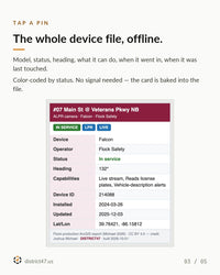 Tap any ALPR pin for the full device file, offline, in ATAK or TAK Aware
