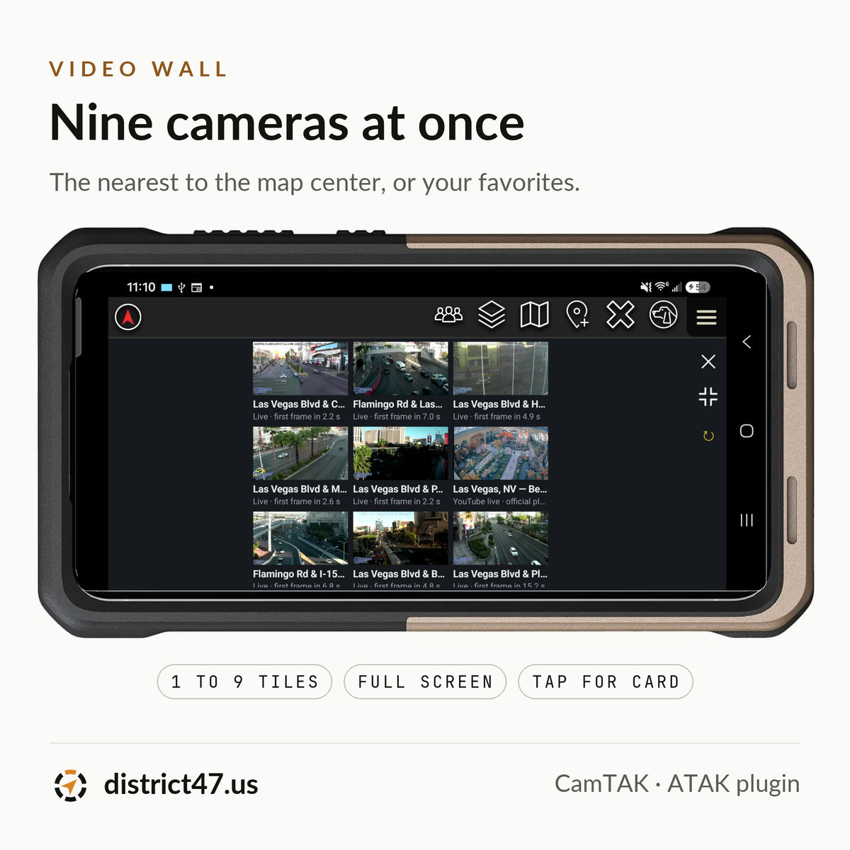 Video wall: nine cameras at once