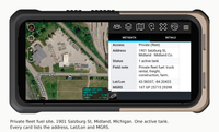 Private fleet fuel site, Midland, Michigan. One active tank, with address, Lat/Lon and MGRS.