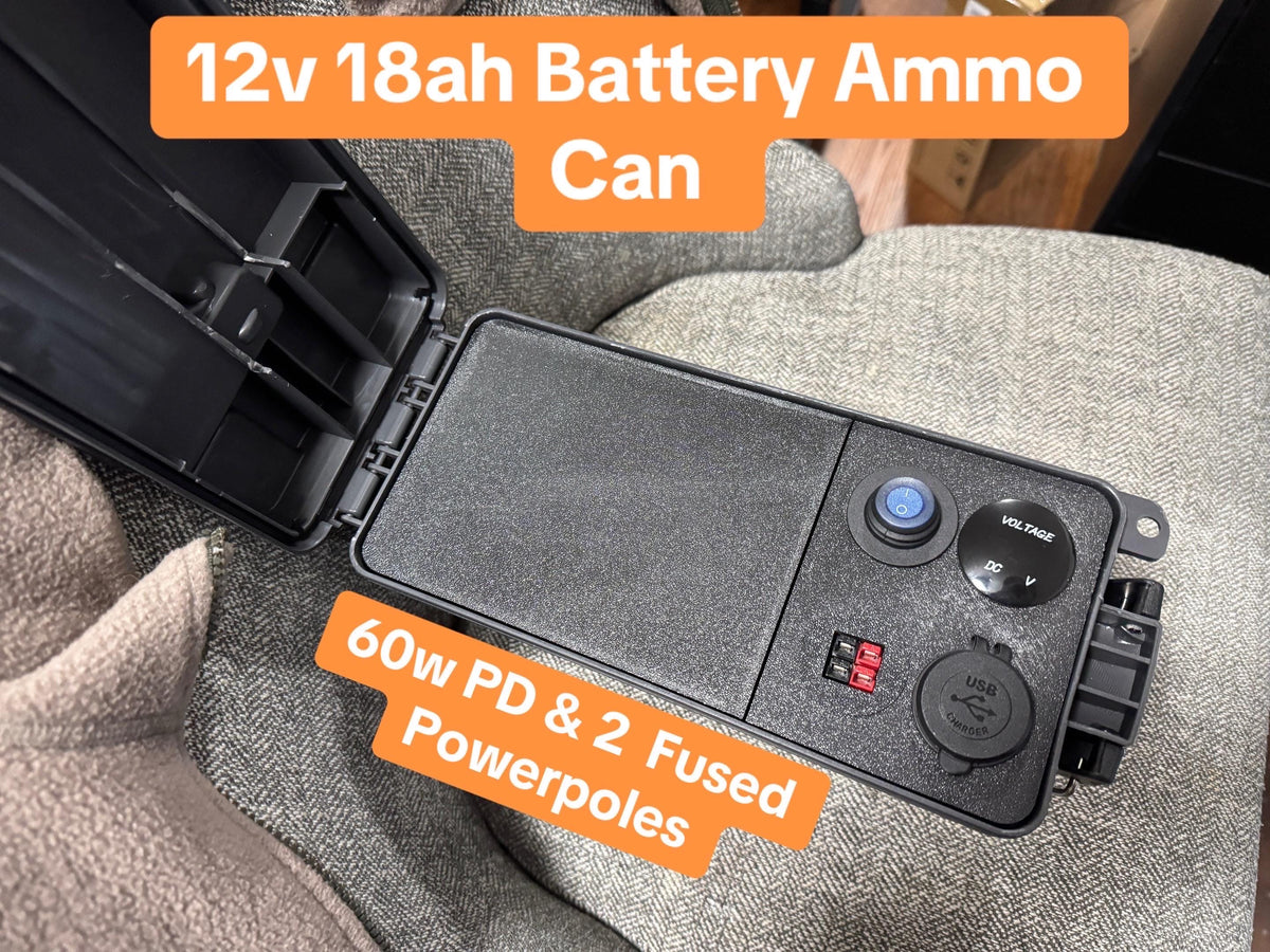 12v Power Power Box, Water and Dust Resistant Portable Battery Ammo Can for Ham Radio, Camping, Overlanding & Emergency Power. (Powerpole)