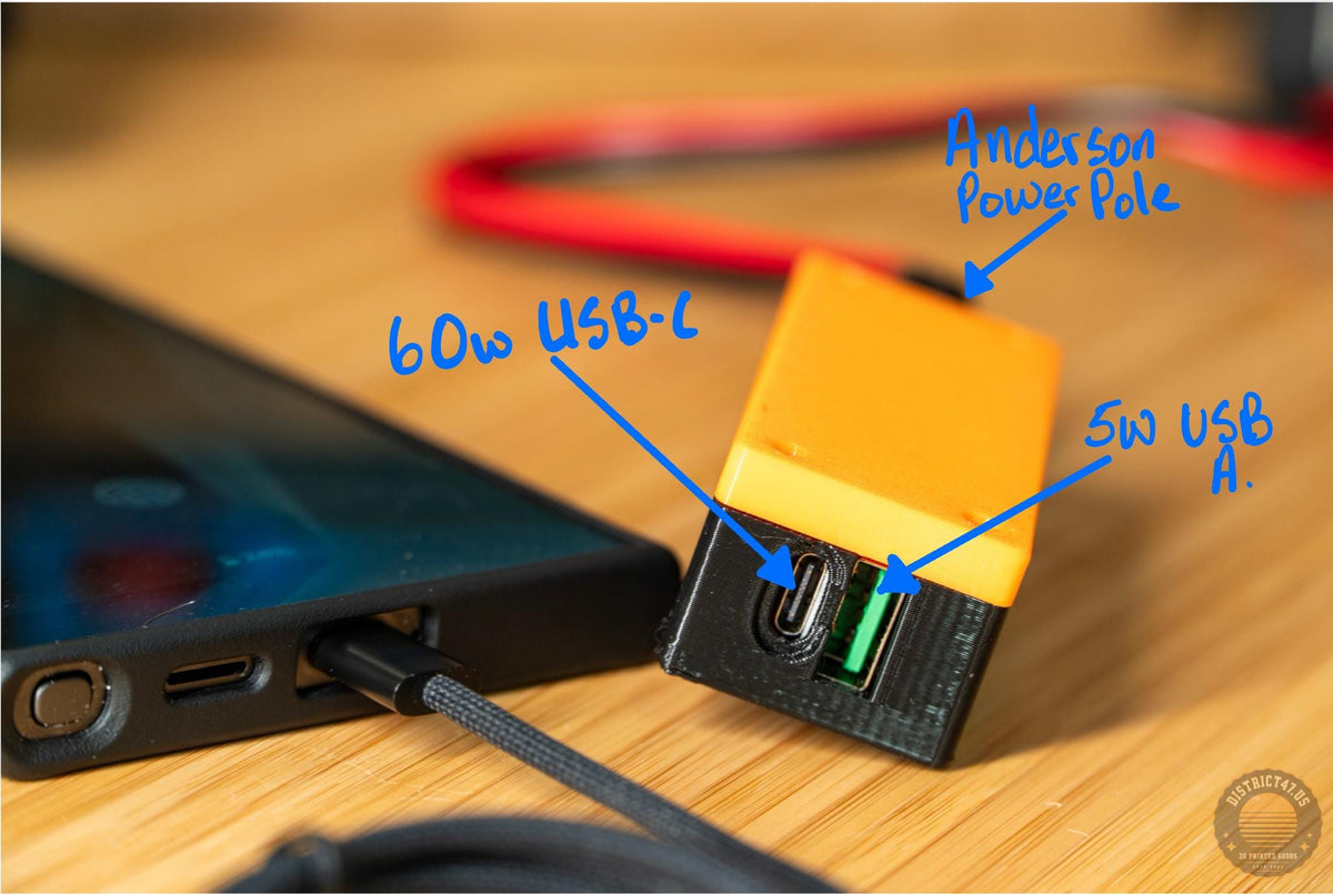 Anderson Powerpole Distribution Block with 60watt PD USB-C and USB-A port