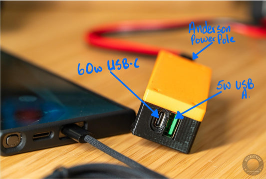 Anderson Powerpole Distribution Block with 60watt PD USB-C and USB-A port