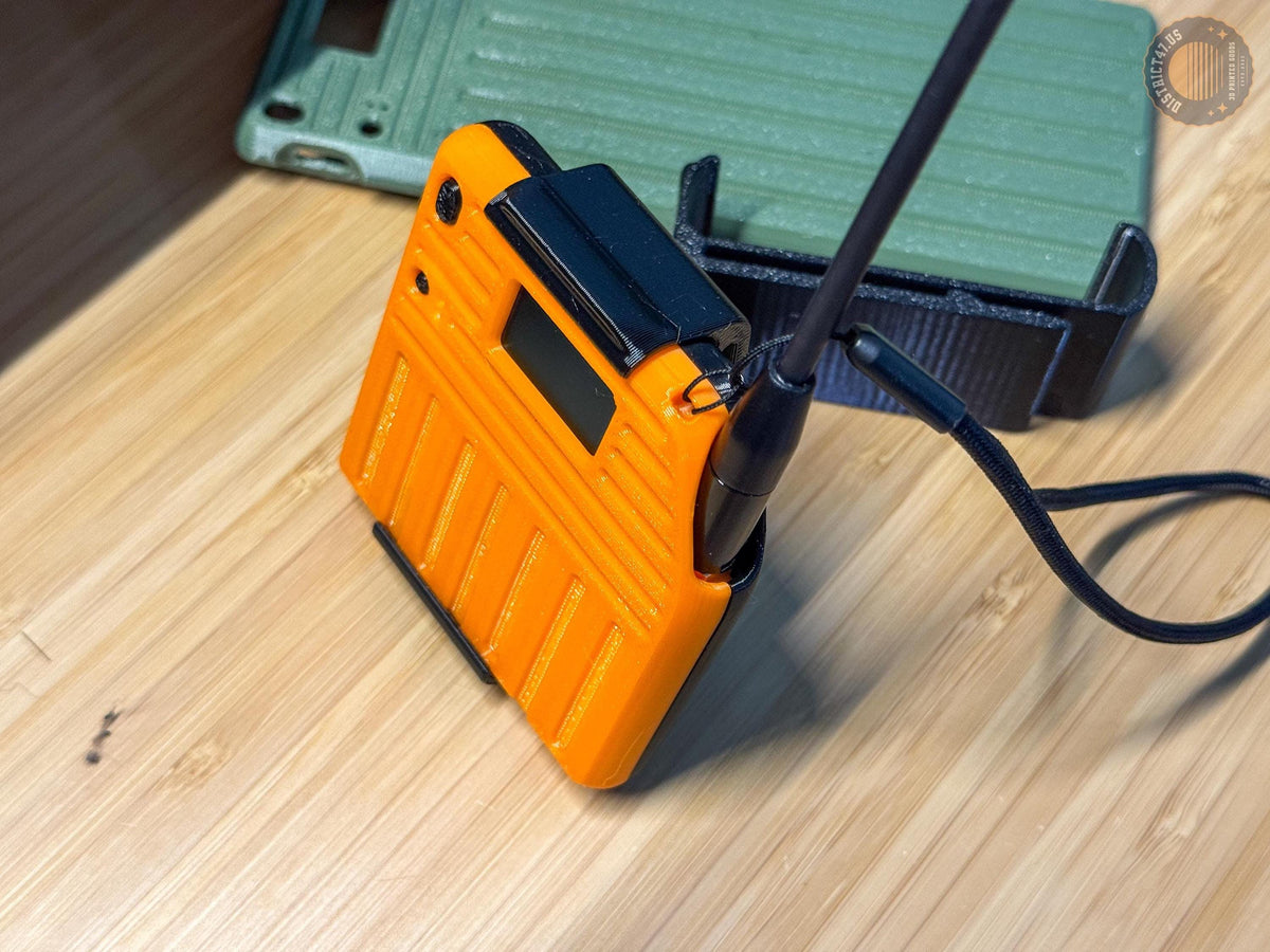 Meshtastic Portable Node with 3,000mah battery, desk stand, molle clip and pocket clip