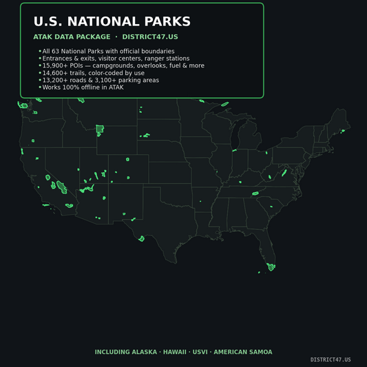 US National Parks Field Guide KMZ File Compative with ATAK And TAKaware
