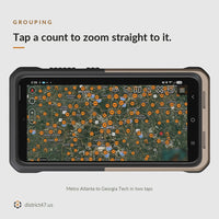 ALPR Watch: Tapping a 100+ group zooms to 105 cameras; tapping a blue 24 group zooms to Georgia Tech, where single cameras and cones appear