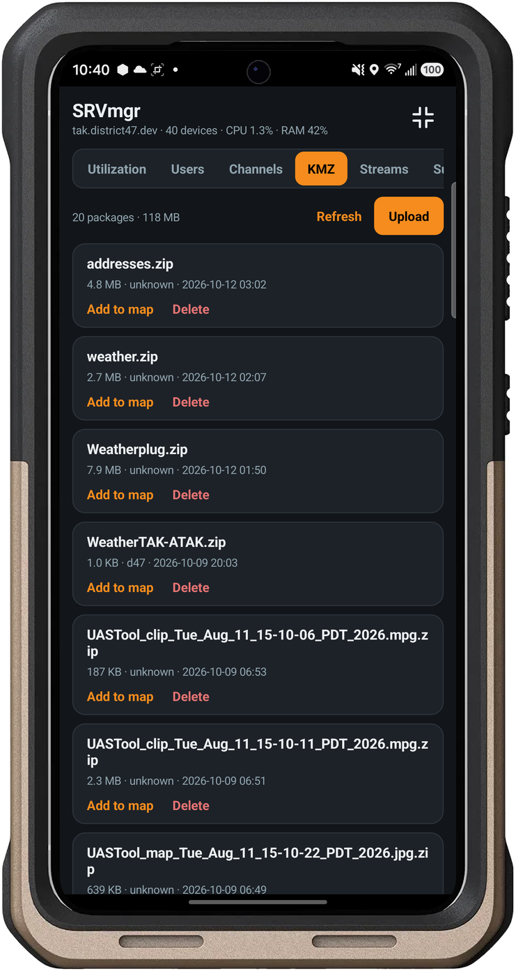 Server Manager plugin: KMZ and data packages on the server