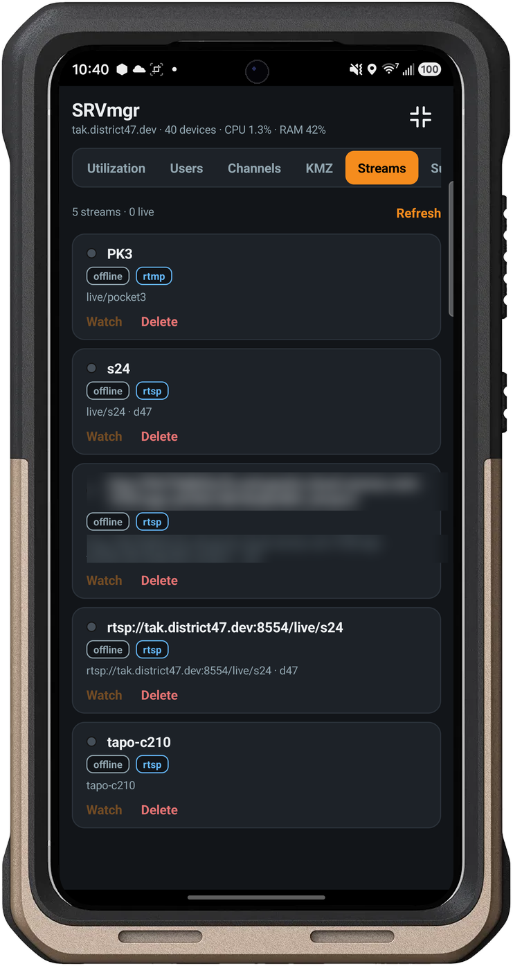 Server Manager plugin: video streams on the server